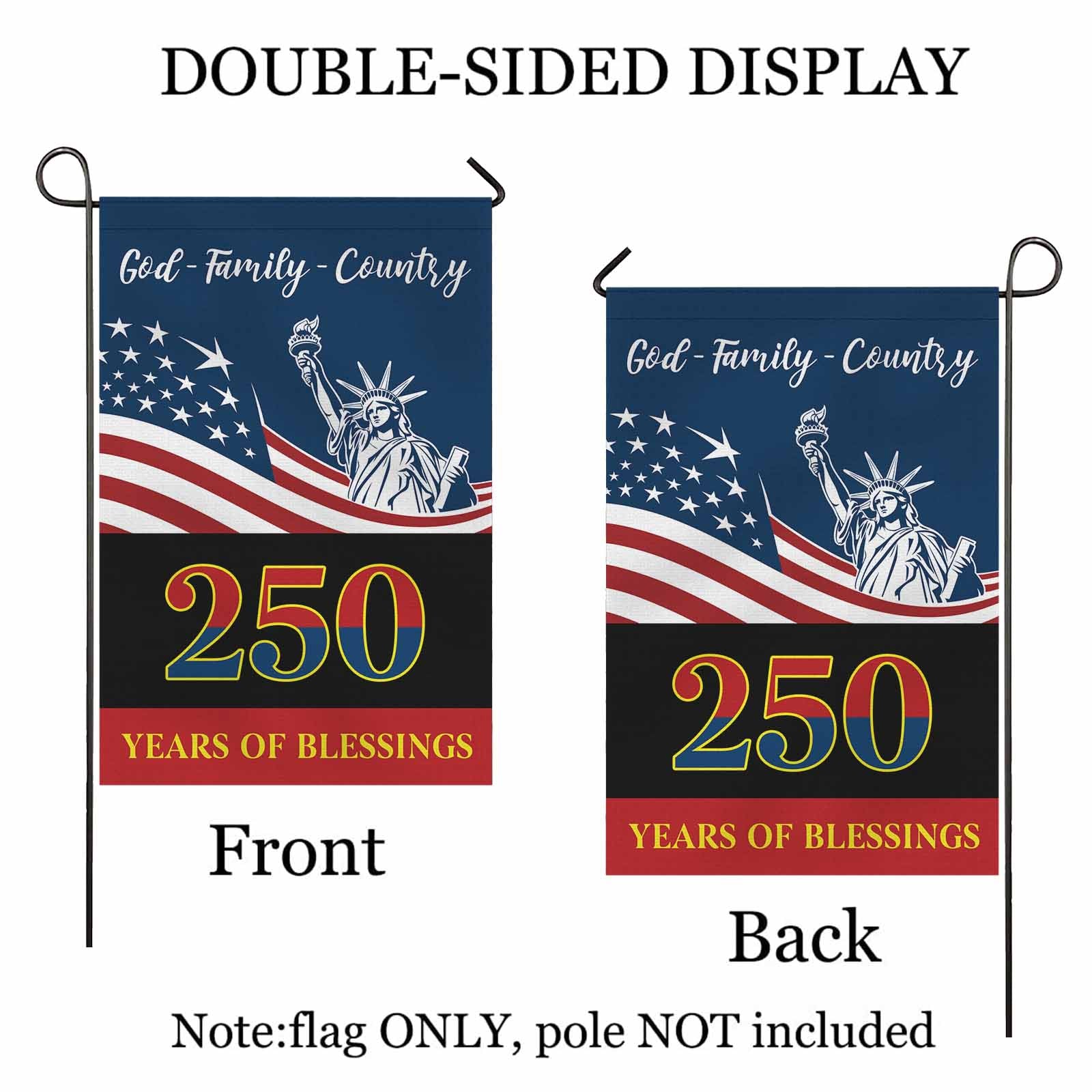 God Family Country Garden Flag – America 250 Faith Patriotic Blessings Flag