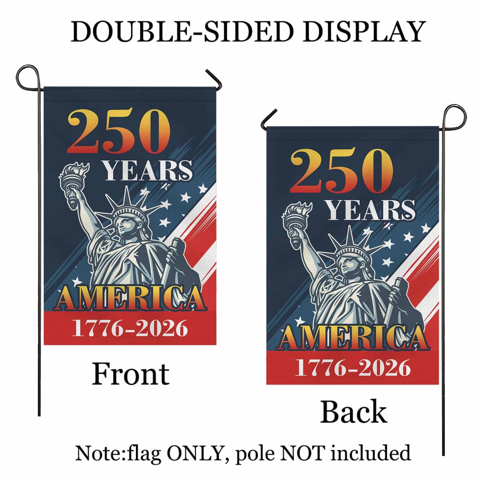 250 Years of America Garden Flag – Statue of Liberty Patriotic Flag 1776–2026