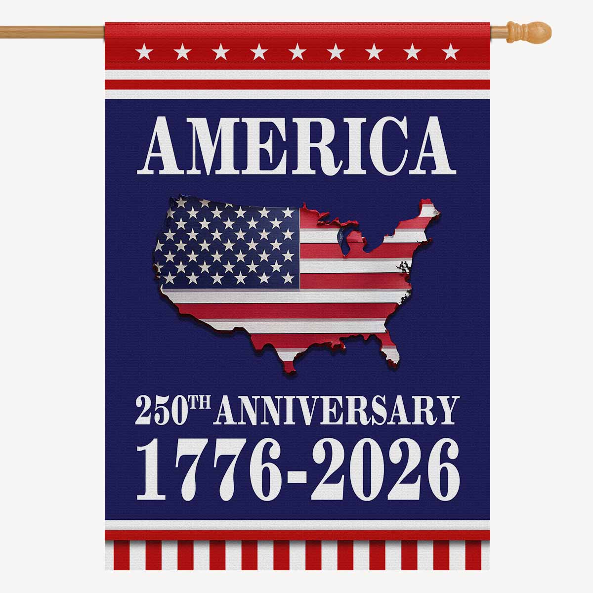 250th Anniversary America House Flag – USA Map Patriotic Flag 1776–2026