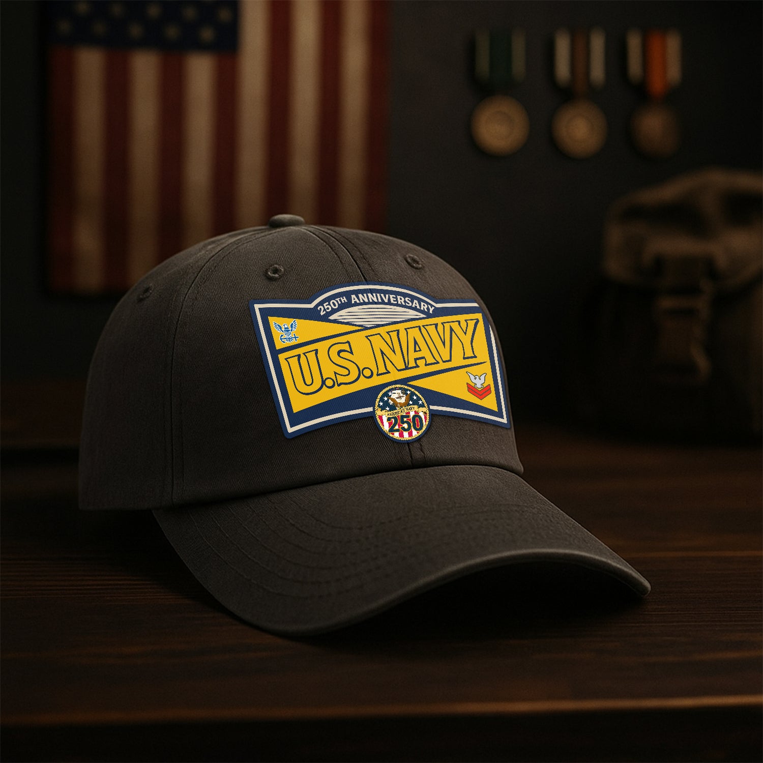 Custom Ranks & Text Premium Washed Denim Cap DC016