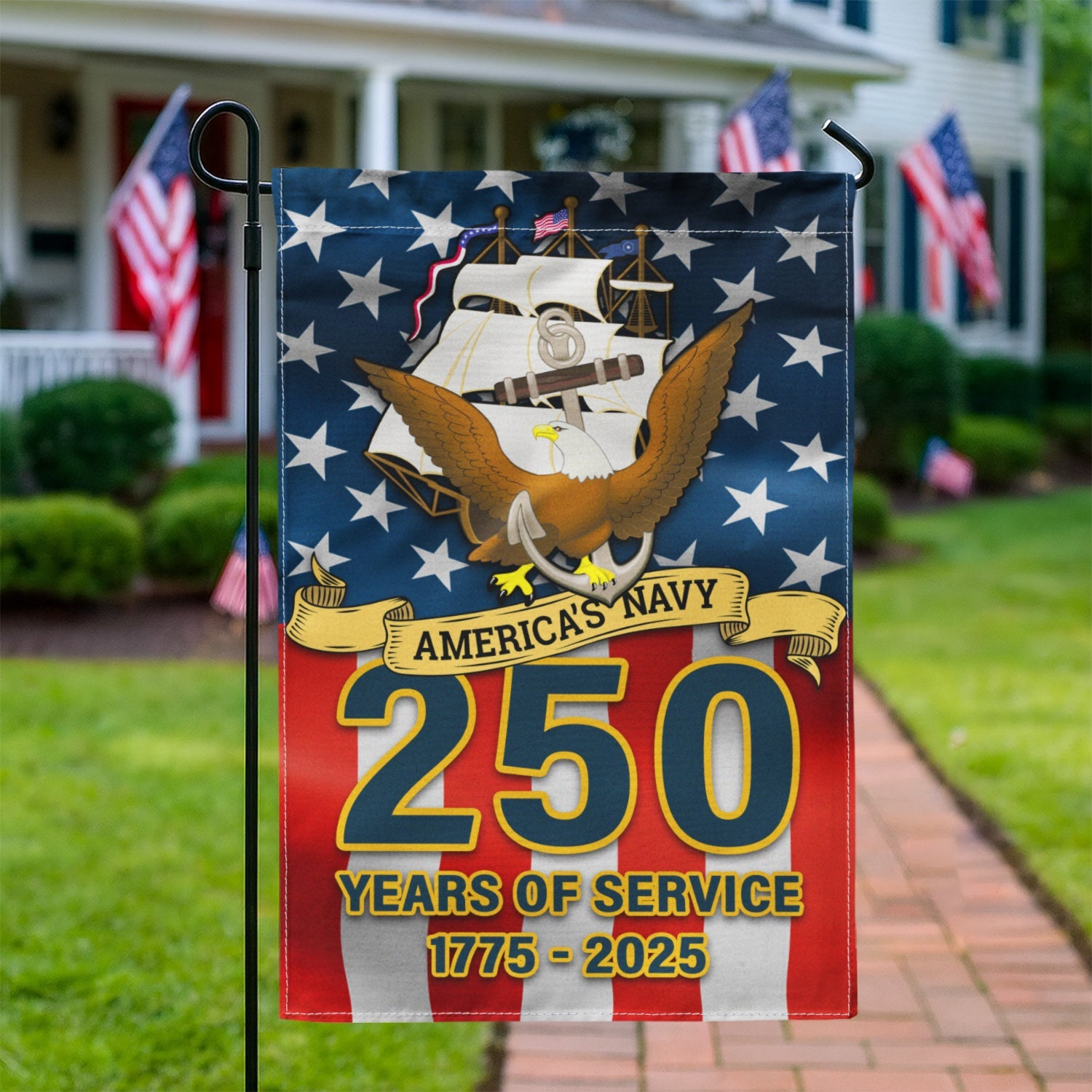 US Navy 250 Years Of Service Garden Flag Twin-Side Printing