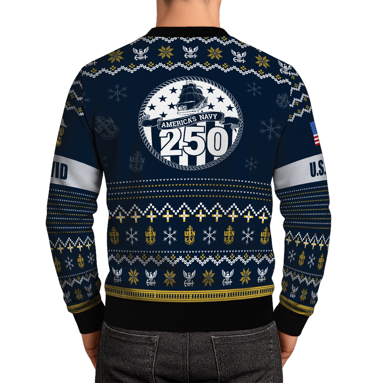 Personalized US Navy Christmas Ugly Sweater UST004