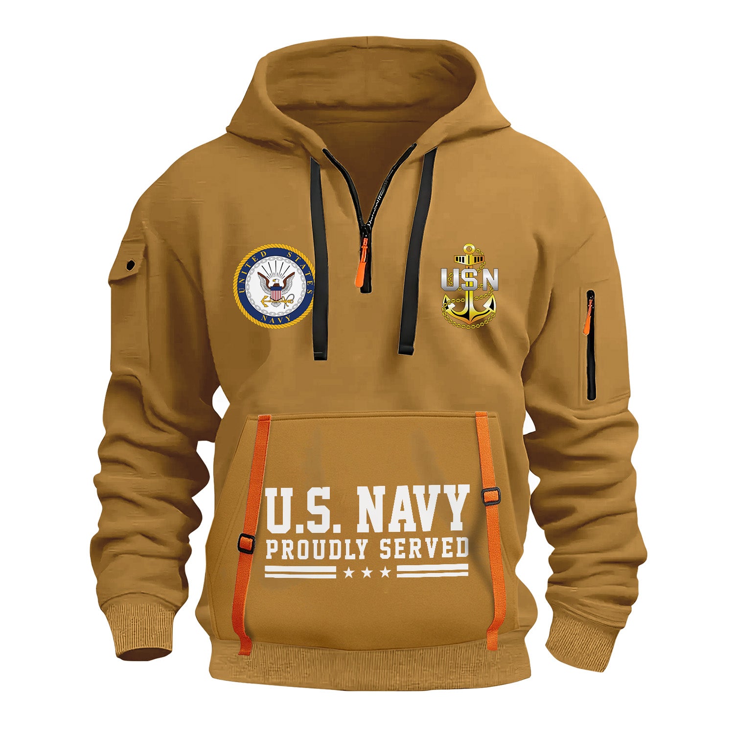 Custom US Navy Ranks Quarter Zip Hoodie TQZ02