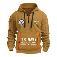 Custom US Navy Ranks Quarter Zip Hoodie TQZ02