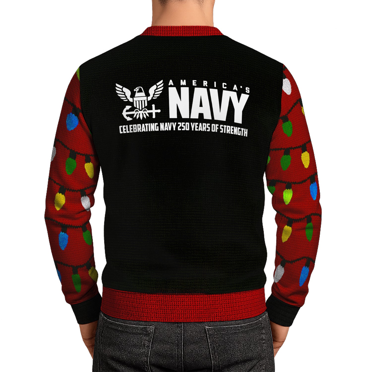 US Navy Light It Up Christmas Ugly Sweater