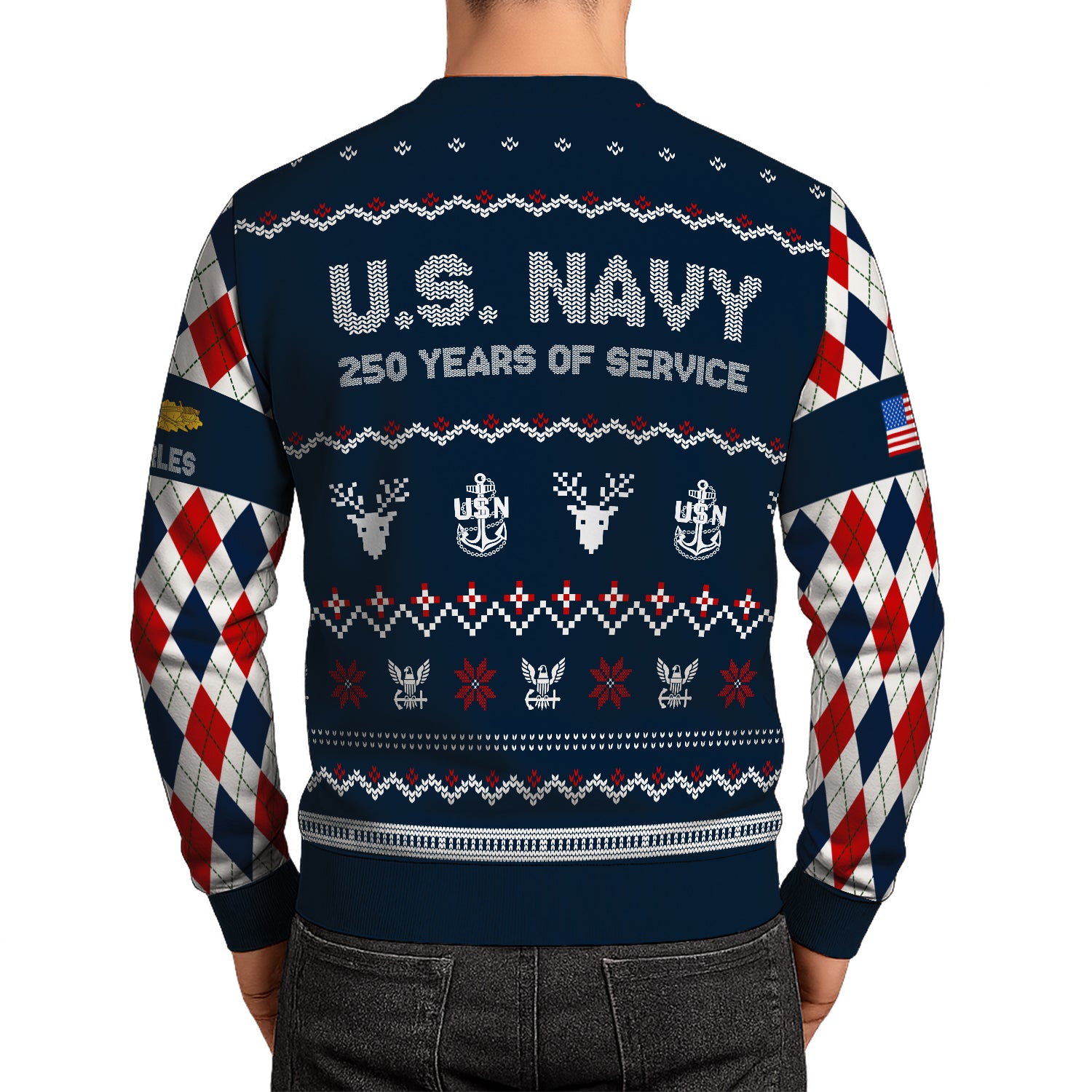 Personalized US Navy Christmas Ugly Sweater UST005
