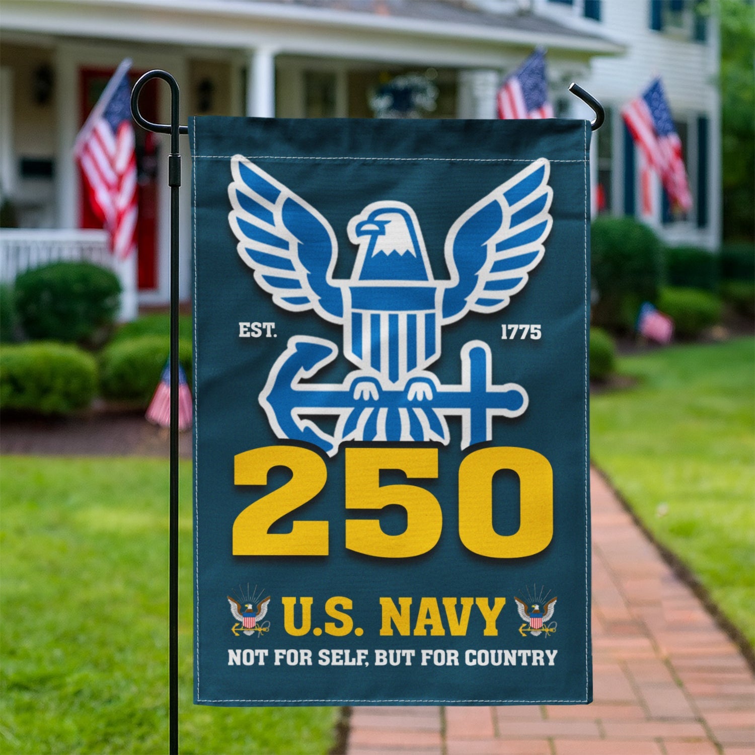 US Navy Est 1775 Not For Self, But For Country Garden Flag Twin-Side Printing