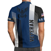US Navy Veteran Polo Shirt – Modern Stripe Design with Custom Rank & Text