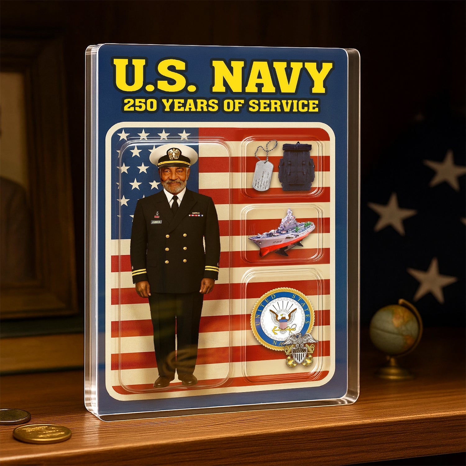 Personalized Acrylic Plaque with Chief Service Dress Uniform