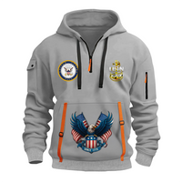 Custom US Navy Ranks Quarter Zip Hoodie TQZ01