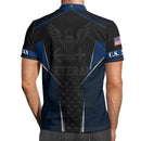 US Navy Polo Shirt – Black & Blue Stripes with Stars Custom Rank