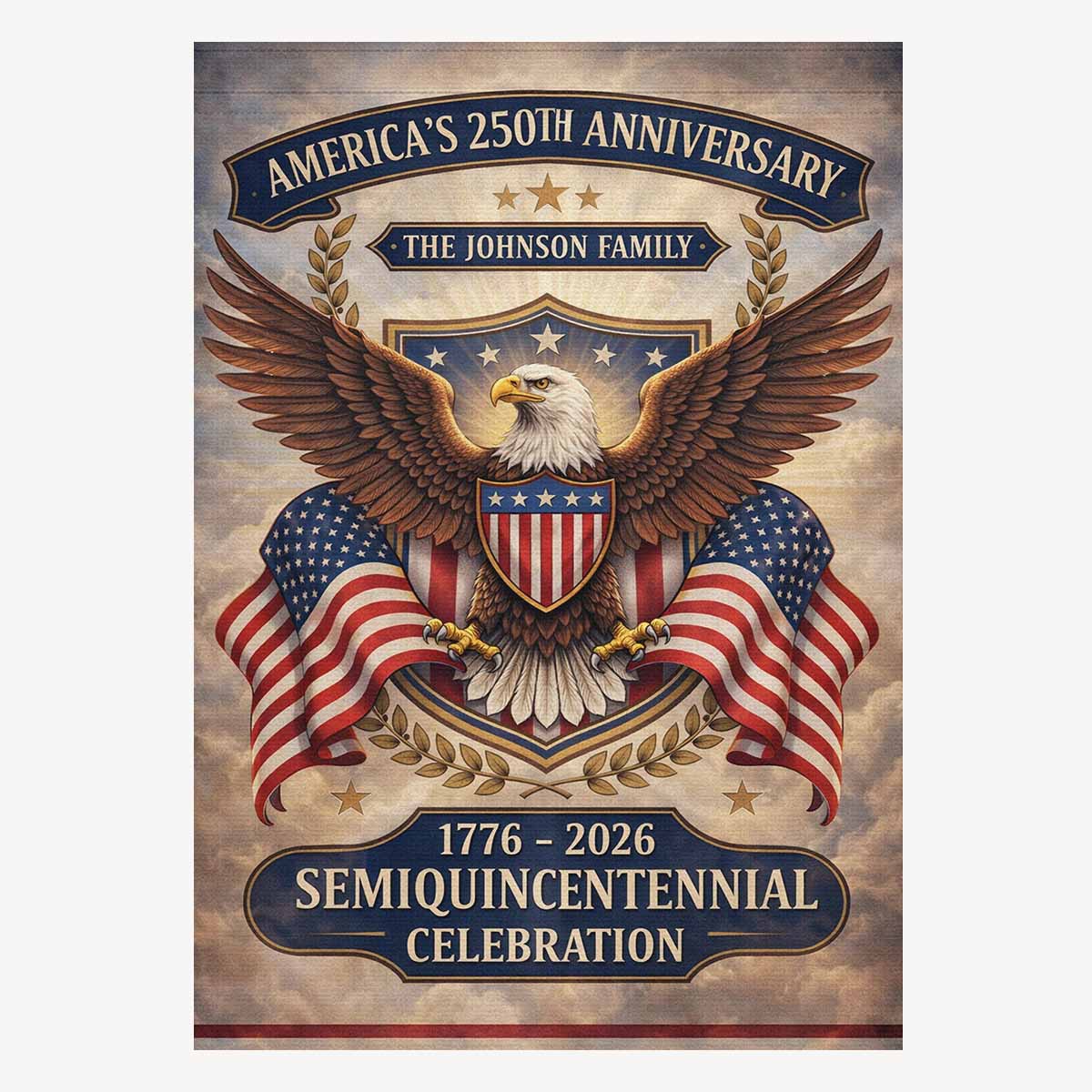 Custom America 250th Anniversary House Flag 1776–2026 Family Name