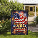 America 250 Years of Freedom Garden Flag 1776–2026 – Patriotic USA Fireworks Yard Decor