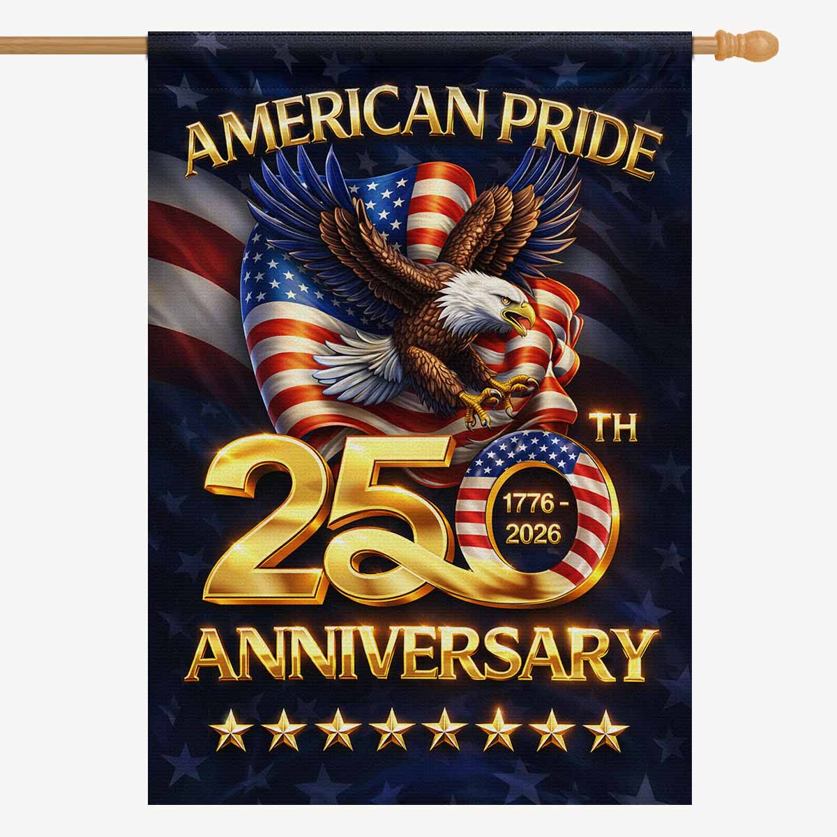 American Pride 250th Anniversary House Flag – Patriotic Eagle 1776–2026 USA Banner