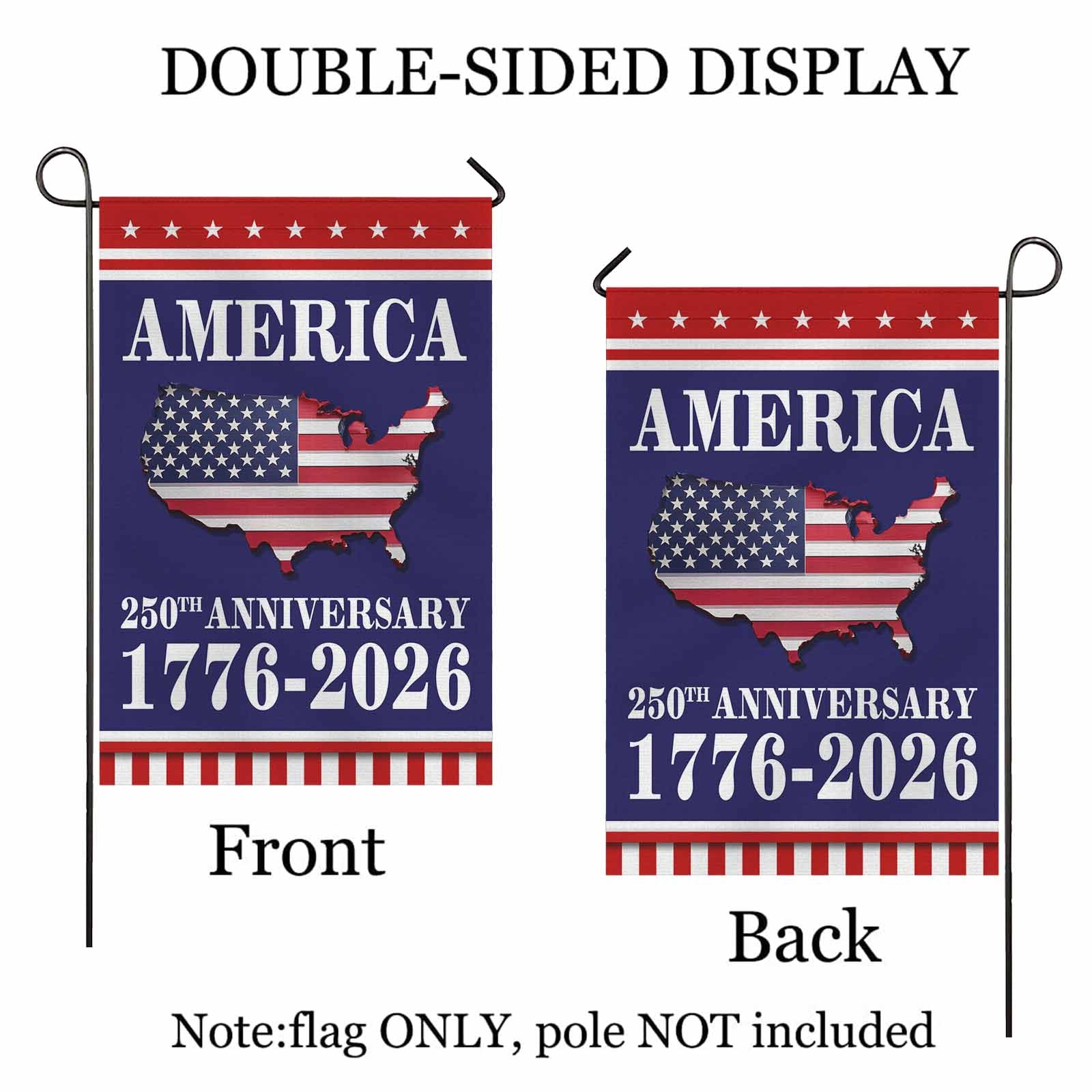 250th Anniversary America Garden Flag – USA Map Patriotic Flag 1776–2026