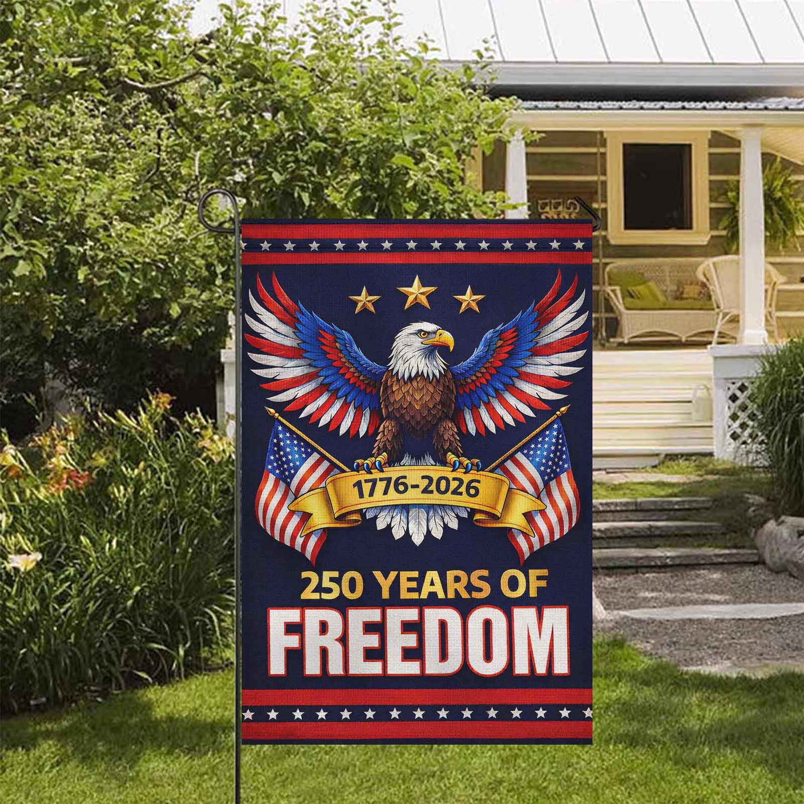 1776-2026 America 250 Garden Flag Patriotic Eagle USA Flag 250 Years Freedom