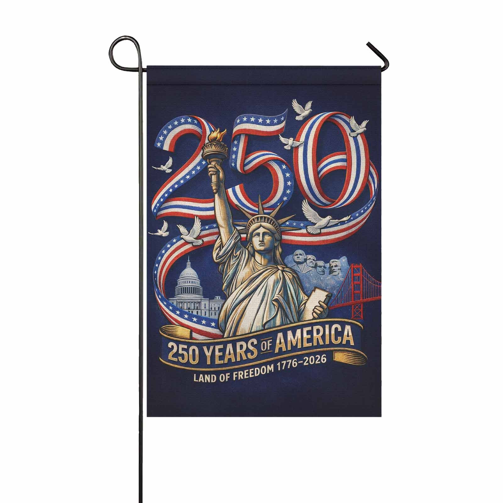 America 250 Garden Flag Statue of Liberty 250 Years of America 1776-2026 Patriotic Yard Decor