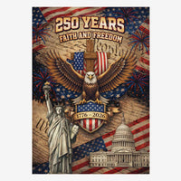 250 Years Faith and Freedom Patriotic House Flag Cross Eagle 1776-2026