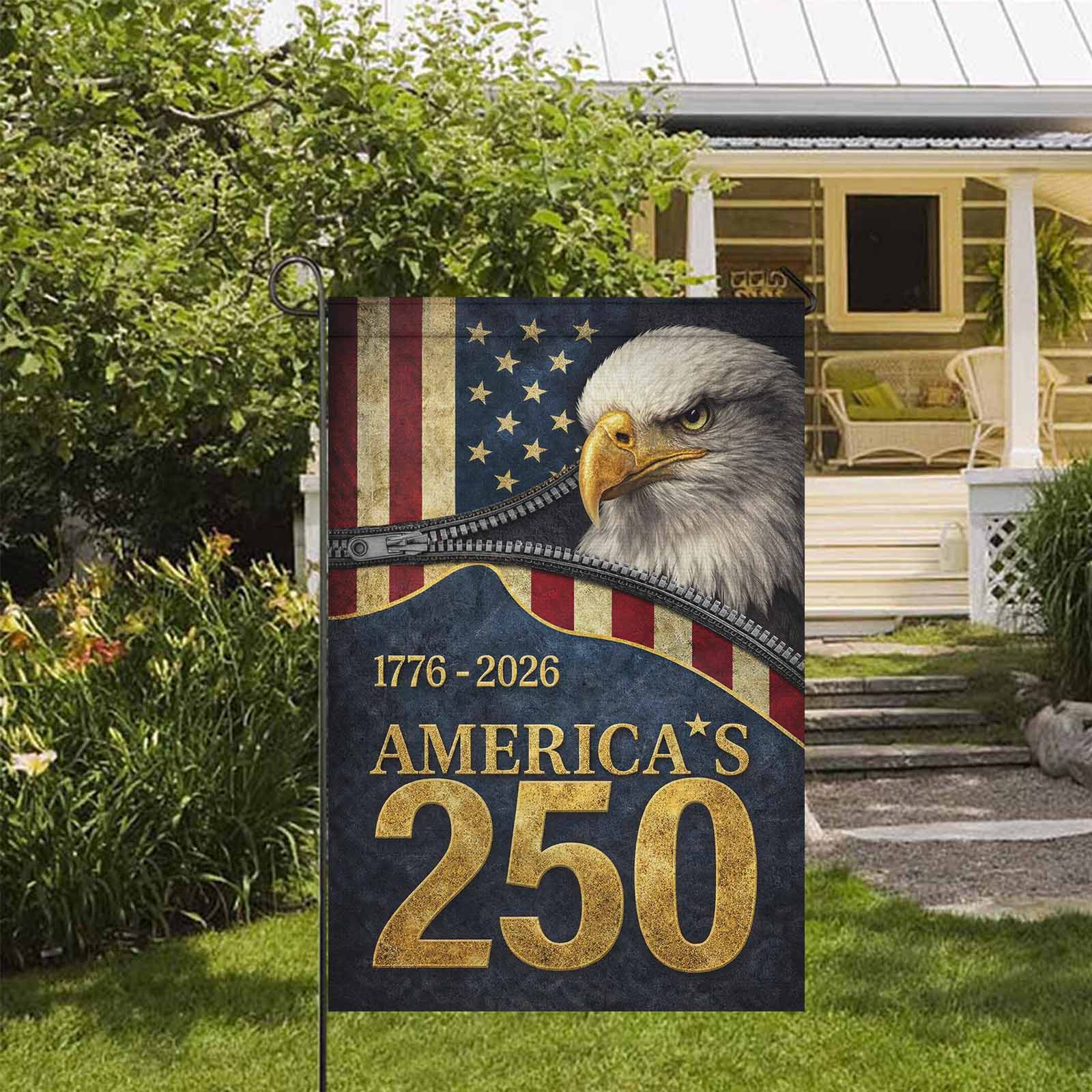 America’s 250 Garden Flag 1776–2026 Patriotic Eagle USA Decor