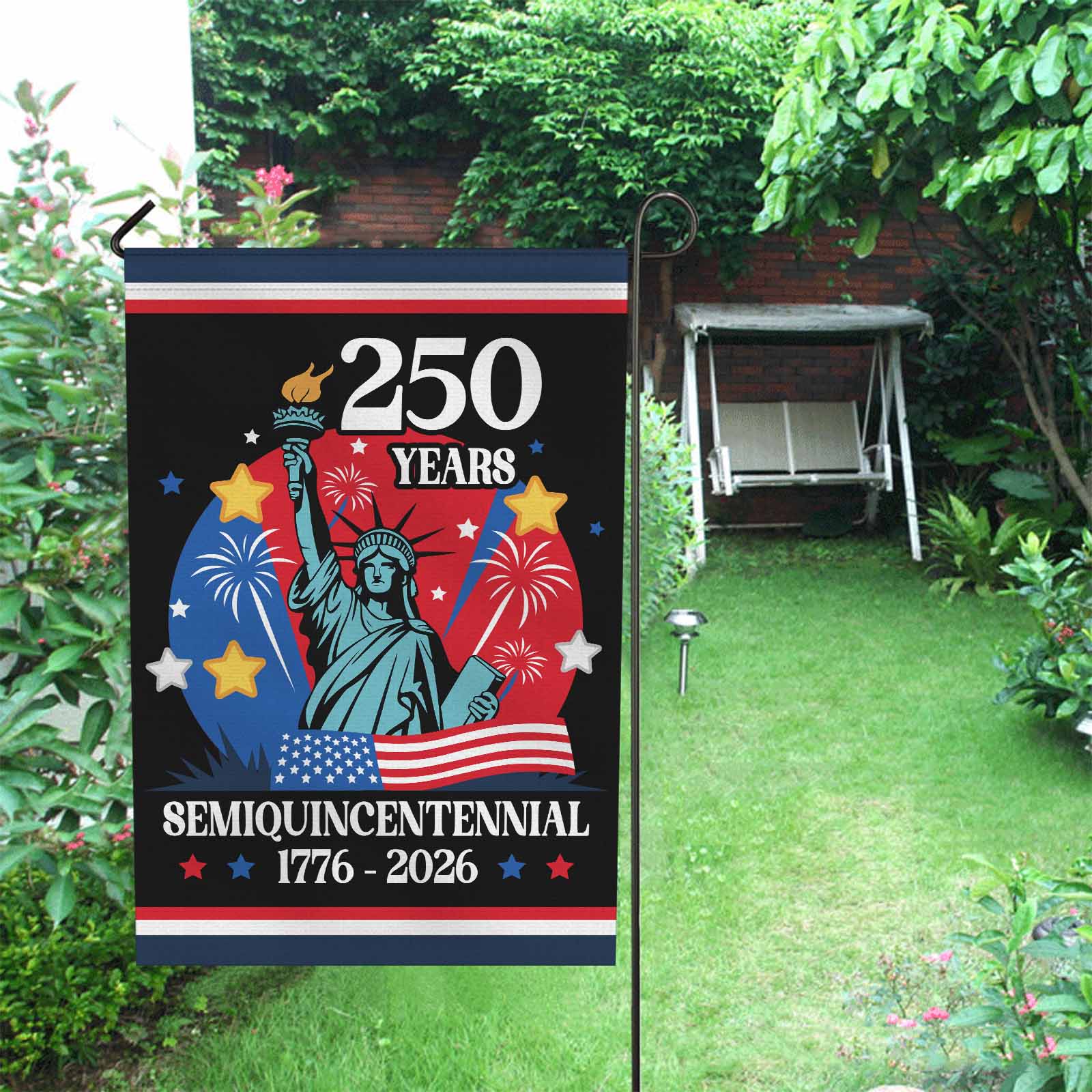America 250 Garden Flag – Semiquincentennial 250 Years Statue of Liberty 1776–2026