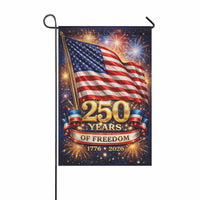 America 250 Years of Freedom Garden Flag 1776–2026 – Patriotic USA Fireworks Yard Decor