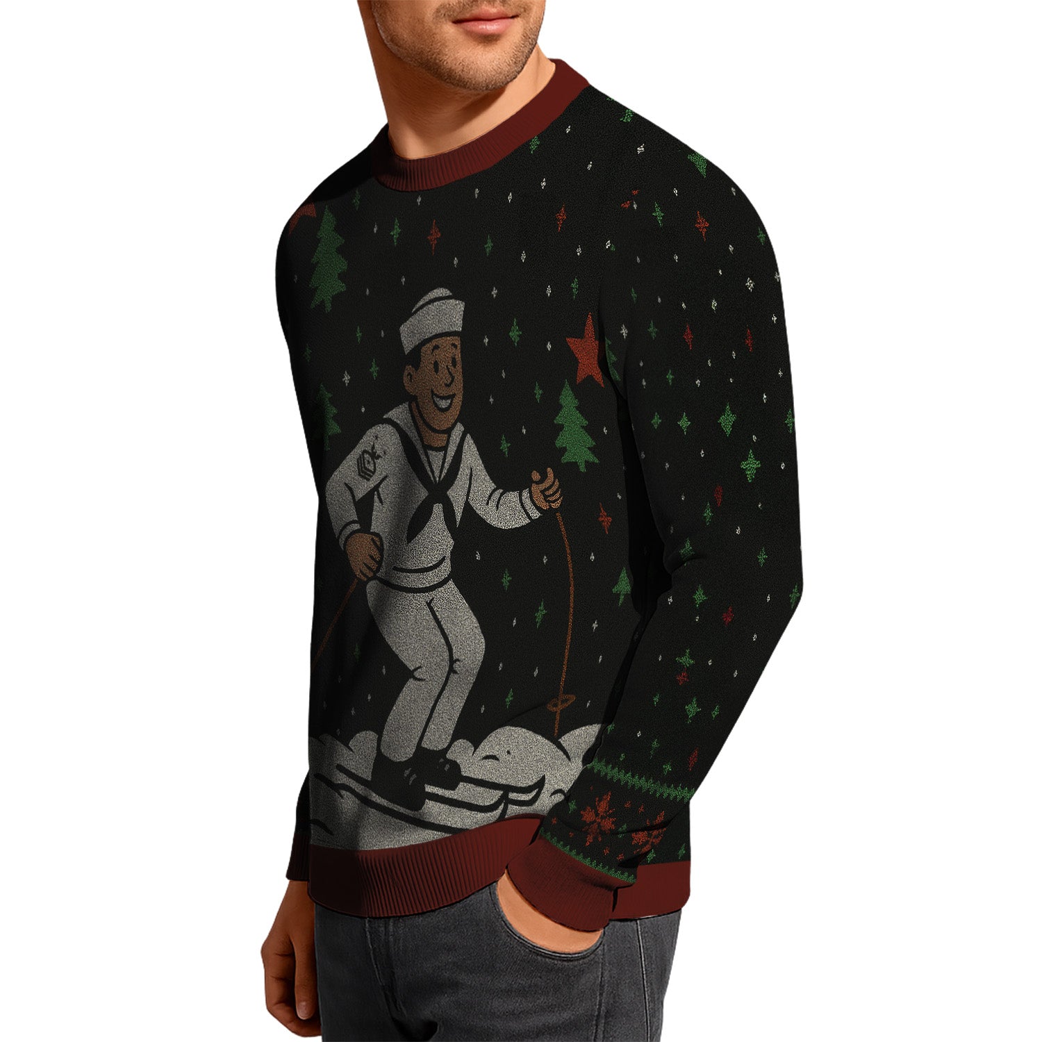 Personalized US Navy Christmas Ugly Sweater TUST14