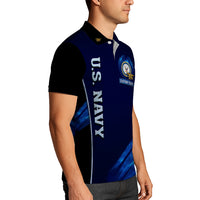 US Navy Polo Shirt – Bold Vertical Text & Navy Seal
