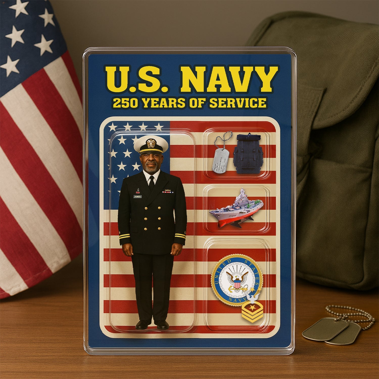 Personalized Acrylic Plaque with Chief Service Dress Uniform