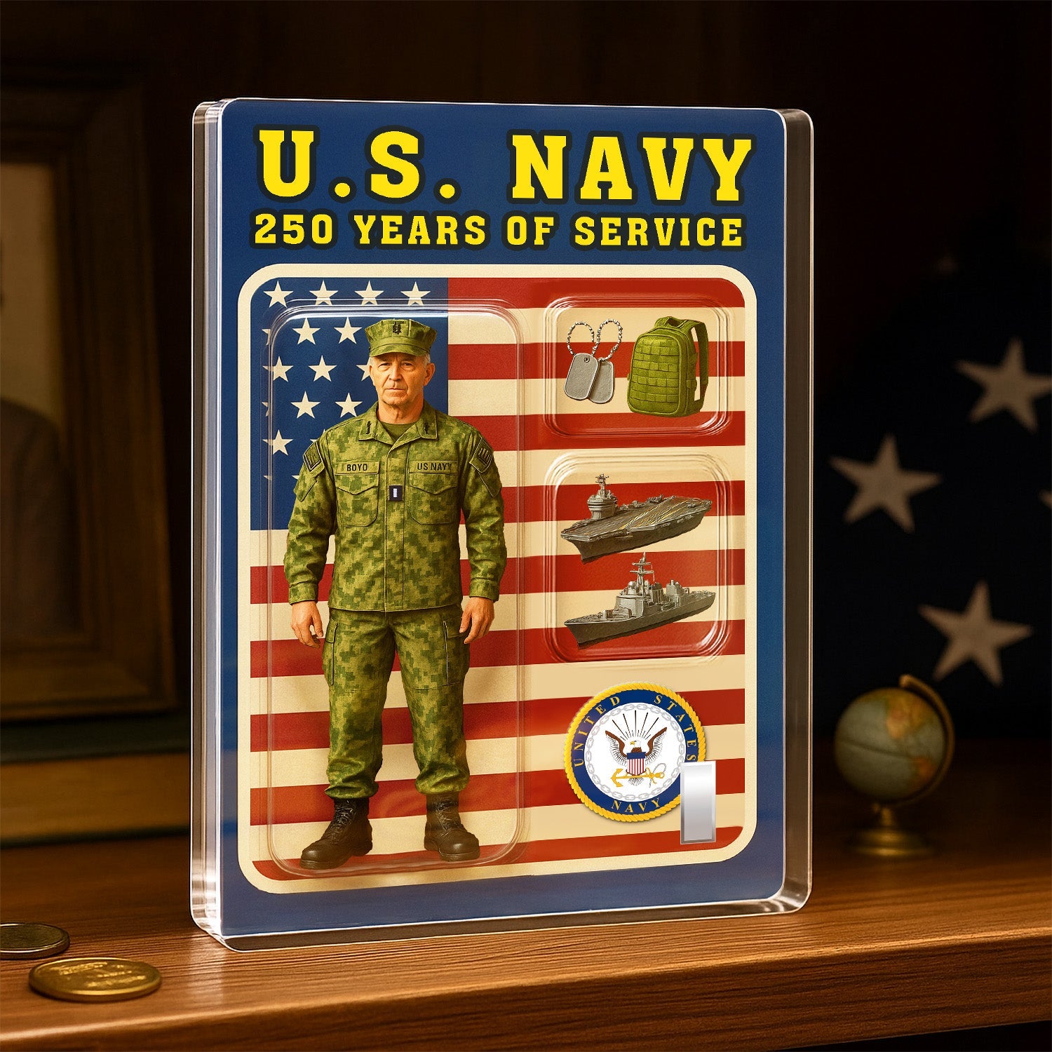 Custom Camouflage Acrylic Plaque with Photo, Name & Rank