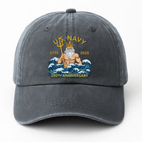 US Navy 250th Annivesary Poseidon Washed Denim Cap