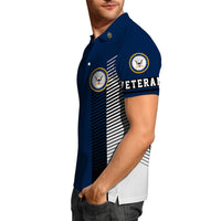 US Navy Veteran Polo Shirt – Modern Stripe Design with Custom Rank & Text