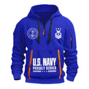 Custom US Navy Ranks Quarter Zip Hoodie TQZ03