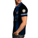 US Navy Polo Shirt – Black & Blue Stripes with Stars Custom Rank