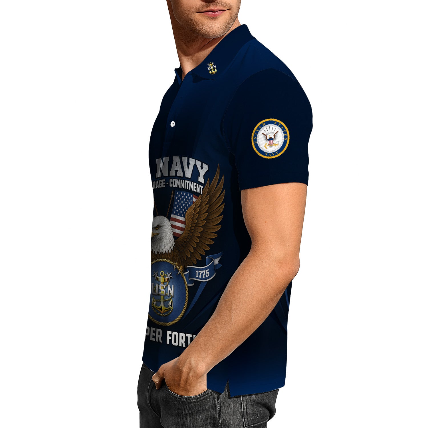 US Navy Polo Shirt – "Honor – Courage – Commitment" Polo