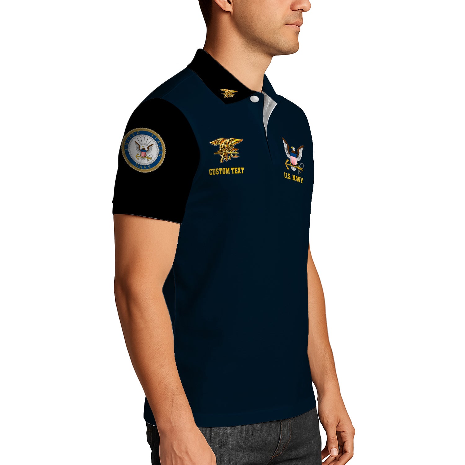 US Navy Polo Shirt – Custom Rank & Text