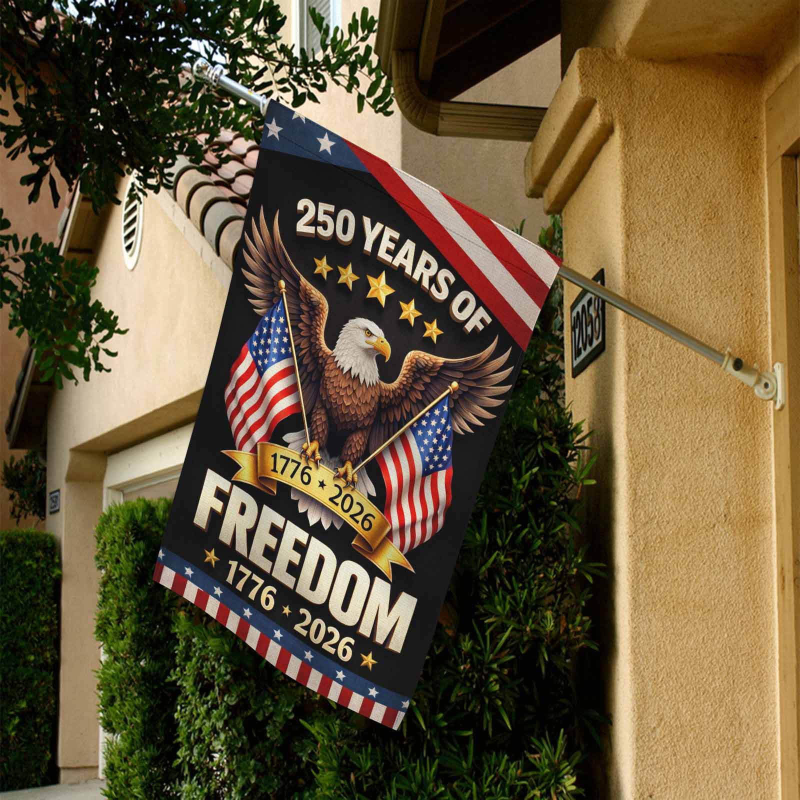 250 Years of Freedom Garden Flag 1776–2026 – Patriotic Eagle America 250 Yard Decor