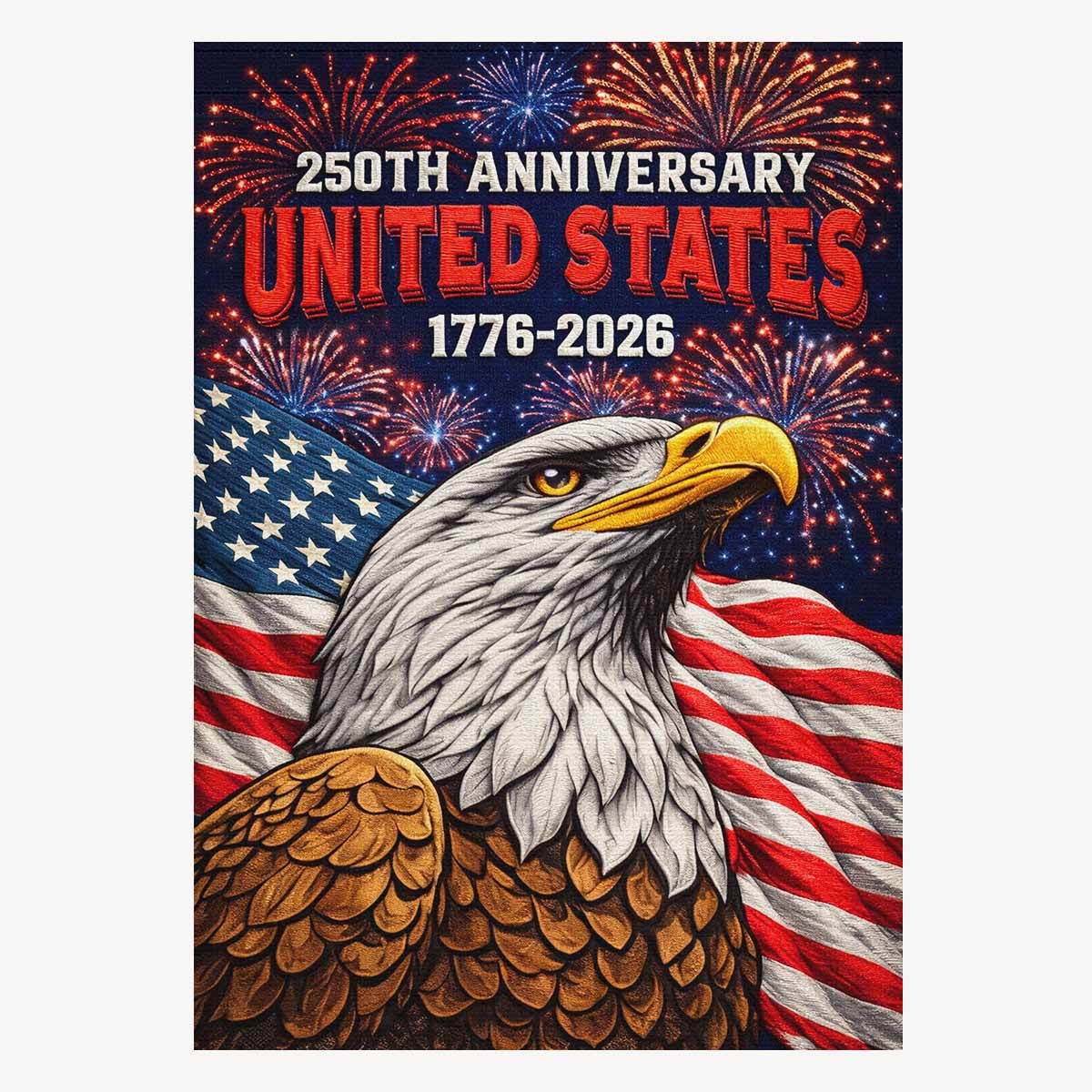 USA 250 House Flag Patriotic Eagle Independence Fireworks Flag Decor