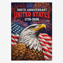 USA 250 House Flag Patriotic Eagle Independence Fireworks Flag Decor
