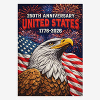 USA 250 House Flag Patriotic Eagle Independence Fireworks Flag Decor