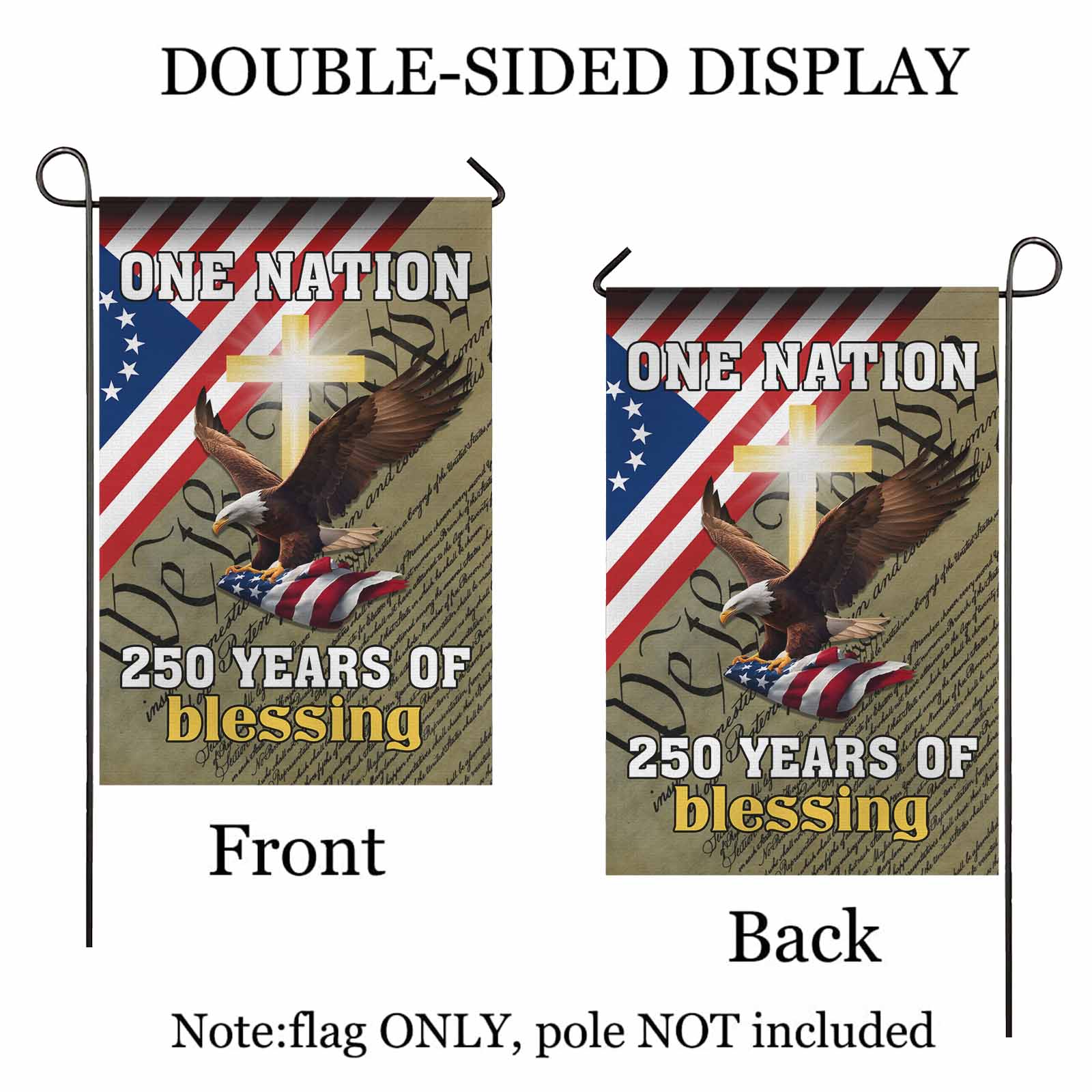 America 250 Garden Flag – One Nation 250 Years of Blessing Christian Patriotic Decor