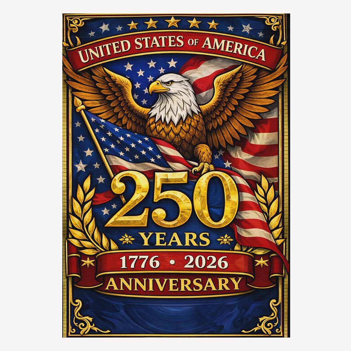 USA 250th Anniversary House Flag 1776–2026 Patriotic Eagle Banner