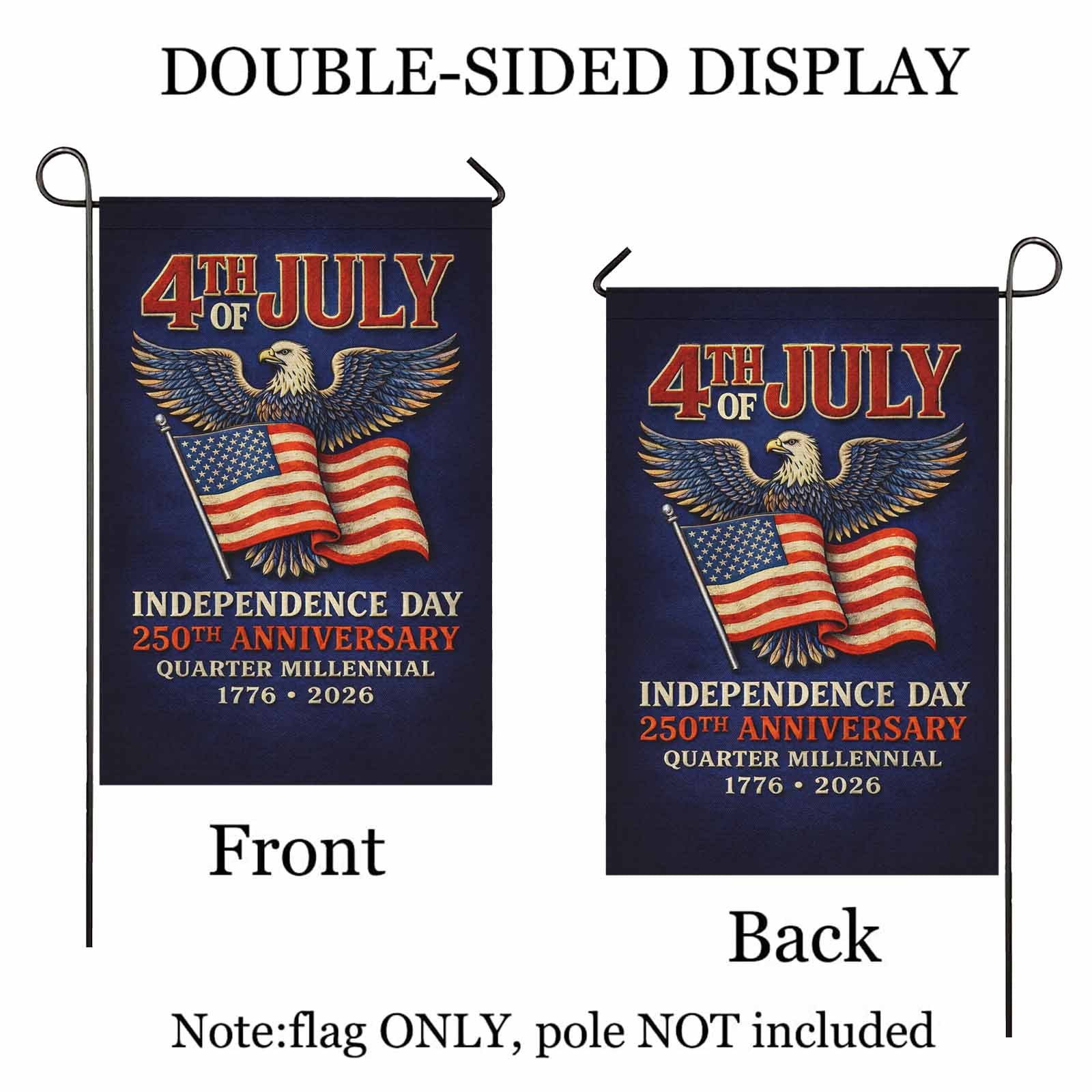 4th of July America 250 Garden Flag Independence Day Patriotic Eagle 1776-2026