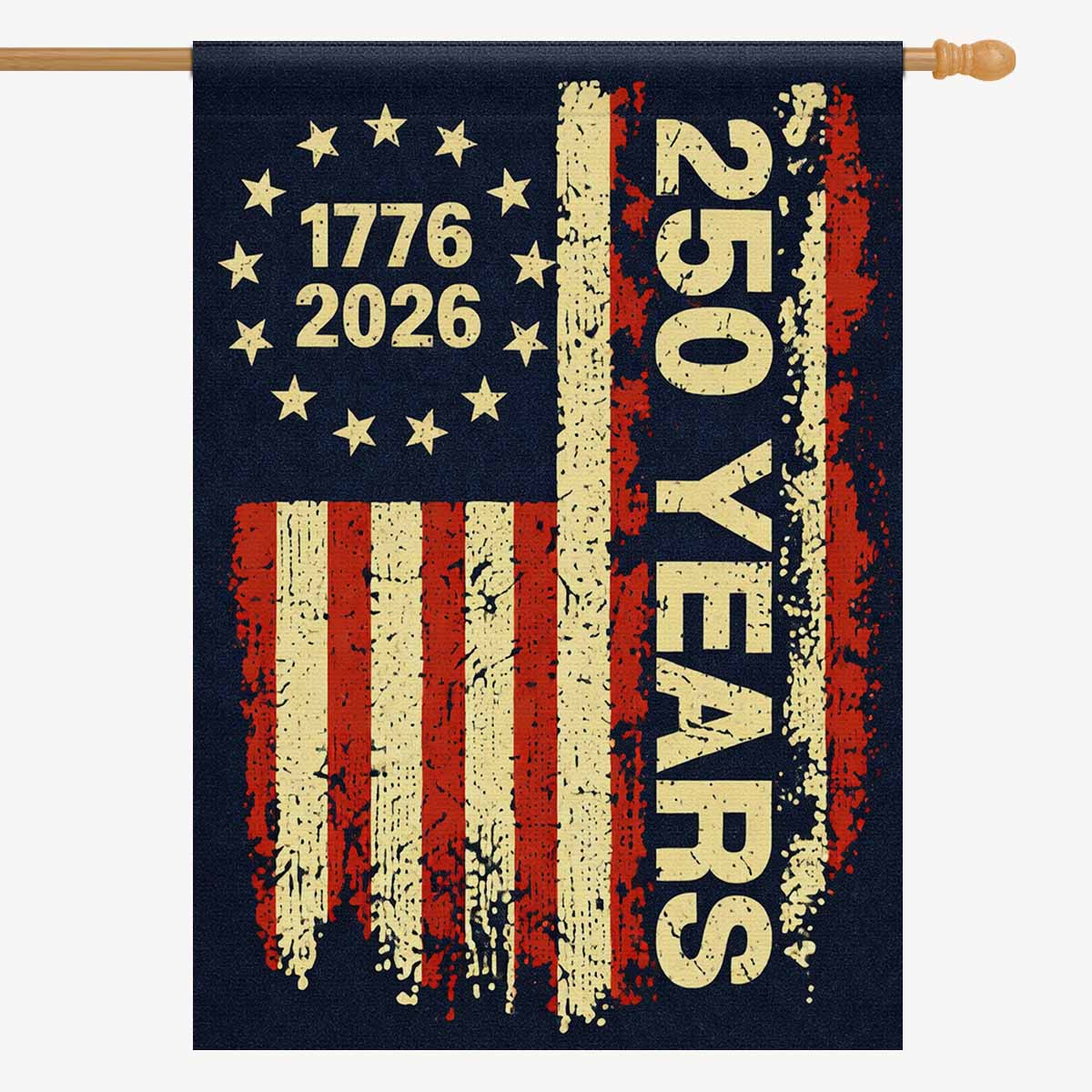 America 250 House Flag 1776–2026 Vintage Patriotic USA Banner