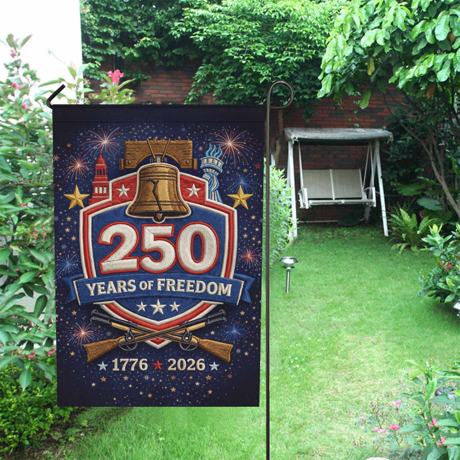 America 250 Garden Flag 1776-2026 Patriotic Liberty Bell 250 Years of Freedom Yard Decor
