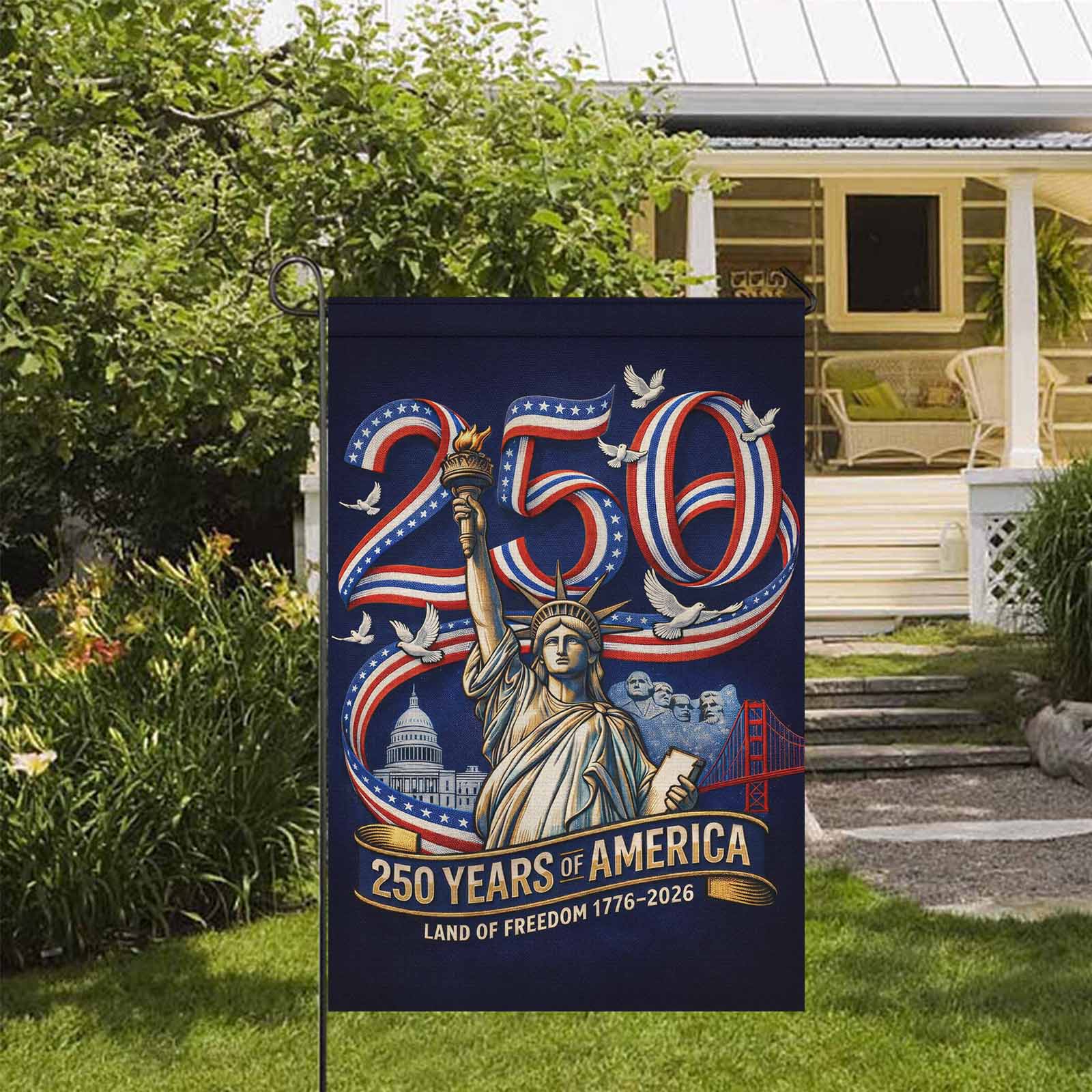 America 250 Garden Flag Statue of Liberty 250 Years of America 1776-2026 Patriotic Yard Decor