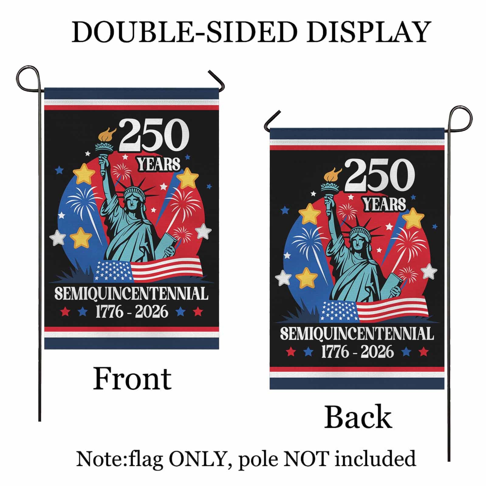 America 250 Garden Flag – Semiquincentennial 250 Years Statue of Liberty 1776–2026