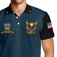 US Navy Polo Shirt – Eagle & Flag Emblem Design with Custom Rank