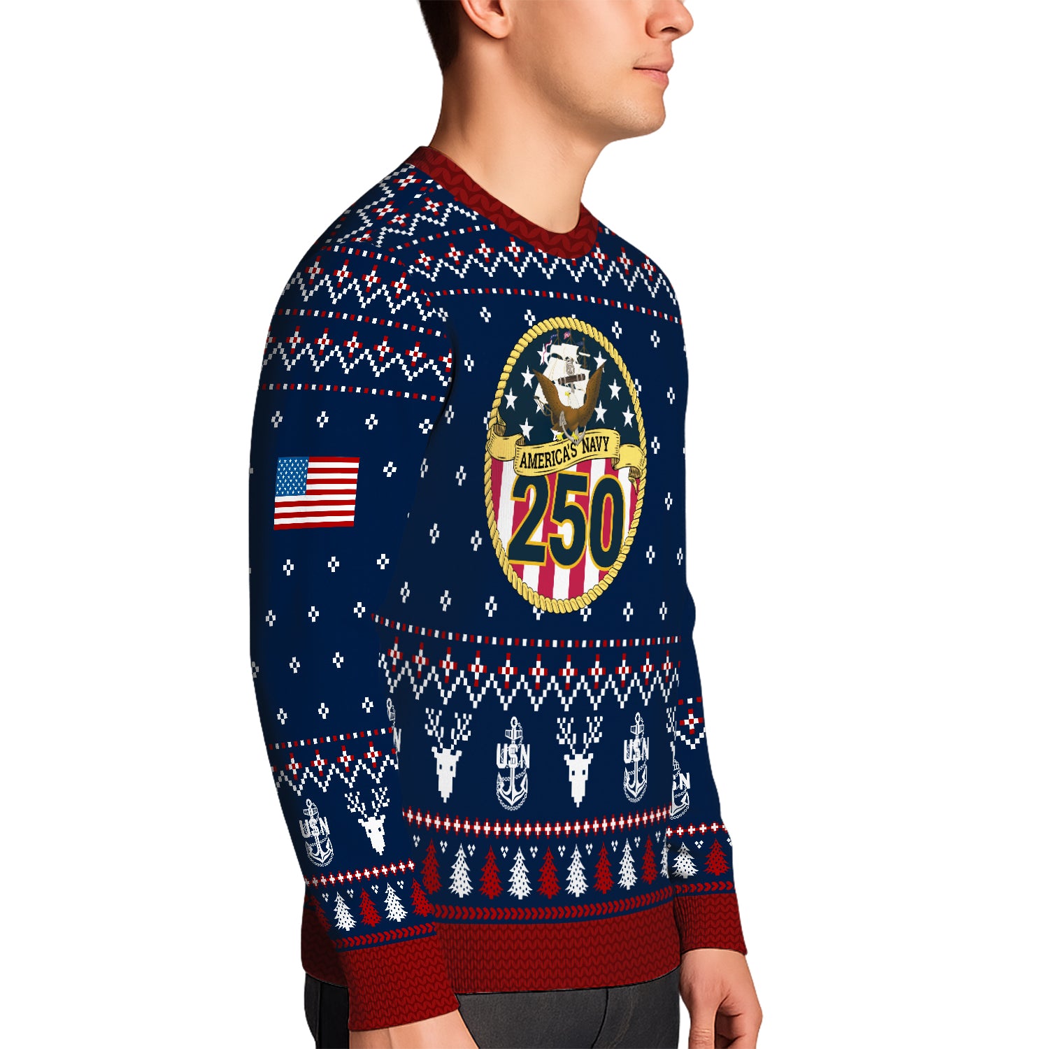 Personalized US Navy Christmas Ugly Sweater UST001