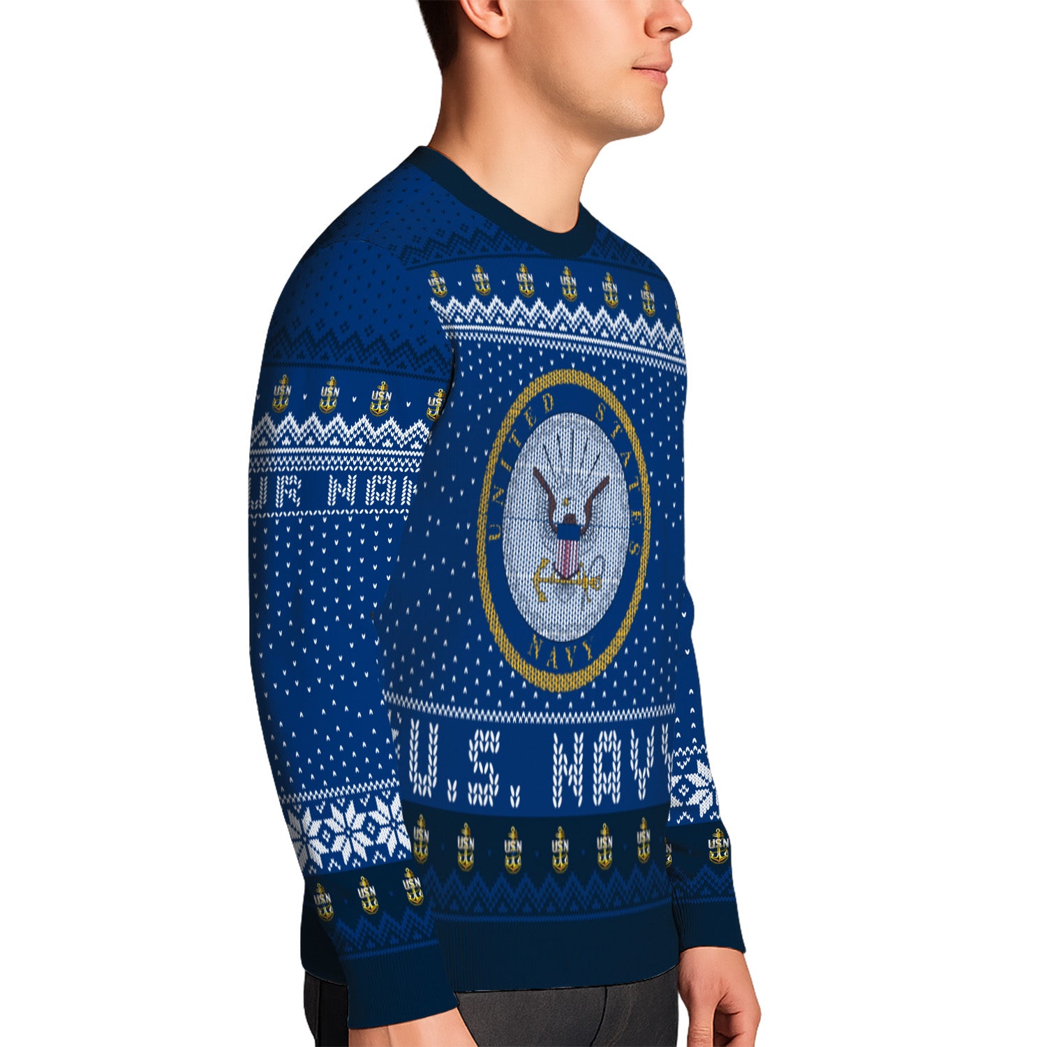 Personalized US Navy Christmas Ugly Sweater UST018