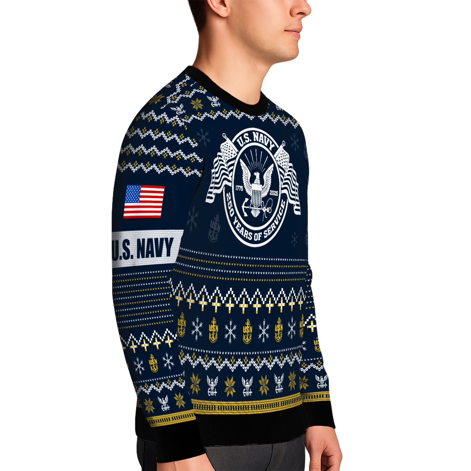 Personalized US Navy Christmas Ugly Sweater UST004